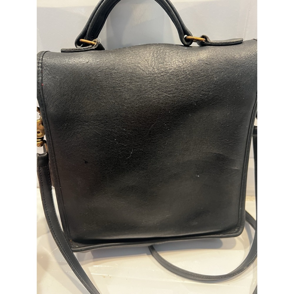 Classic Black Leather Crossbody Satchel - Picture 7 of 13